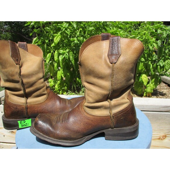 Ariat Rambler Bomber Cowboy Boots Men 8.5 D Brown Leather Square Toe Western - Picture 12 of 16